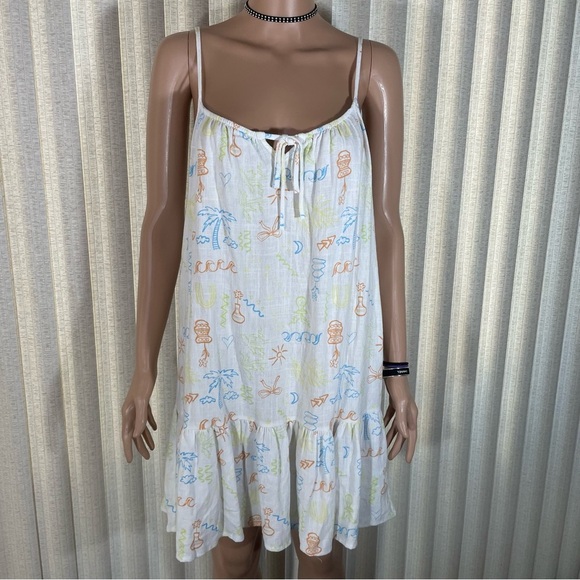 ☀️ NWT Pacsun White Doodle Mini Sun Dress | L.A. Hearts Swimsuit Coverup - Picture 1 of 8
